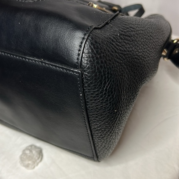 ALDO black pebble leather satchel handbag with detachable straps. Gold hardware. - Picture 11 of 14